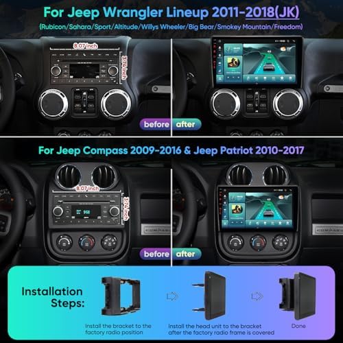 10th Car System & 5G WiFi6(1201Mbps) for Jeep Wrangler Radio,Upgrade10.2 Inch Car Stereo GPS Navigation for JK Compass,Carplay Android Auto Mirroring Airplay SWC 1080P