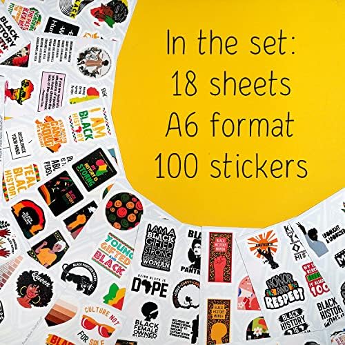 100Pcs Black History Stickers for Kids & Adults - Black History Month Stickers Bulk, African American Stickers, Black History Gifts, Black History Month Gifts, Black History Decorations Laptop Decals