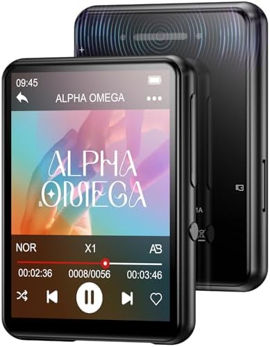 128GB MP3 Player with Upgrade Bluetooth 5.3, HiFi Sound Shuffle Single Loop Music Player with HD Speaker, FM Radio, Voice Recorder, 2.4IN Full Touchscreen MP3 Ideal for Sport (Earphones Included)