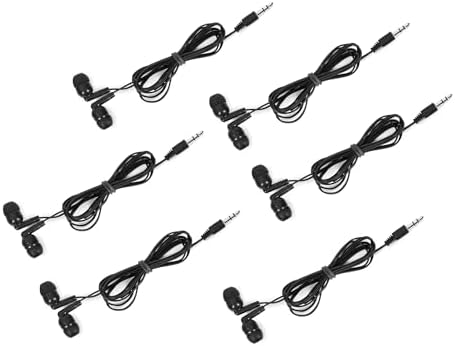 100 Packs Earbuds Bulk Classroom Headphones Wired in Ear Disposable Student Black Earphones Individually Wrapped for School Travel or Home Use