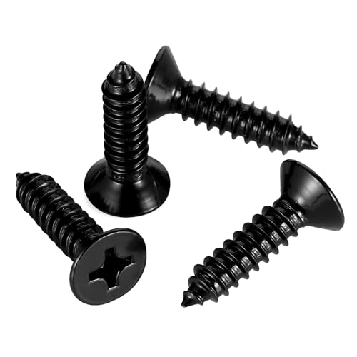 #10 x 5/8" Wood Screws Flat Head Fast Self Tapping Drywall Screws 18-8 Stainless Steel 304 Black Finish, 100 PCS