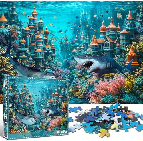 1000 Piece Puzzle for Adults, Sea King Castle Jigsaw Puzzle, Impossible Puzzles Game, Interlock Perfectly No Dust, Home Decoration Puzzle, Gift for Friends Parents Kids Couples