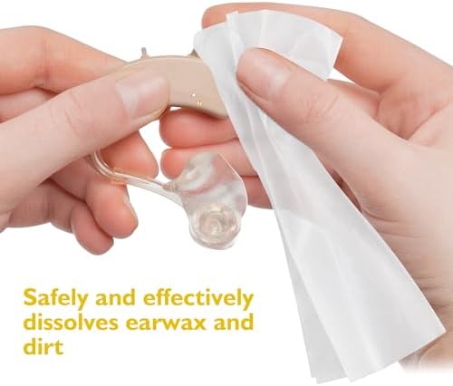 100 Count Hearing Aid Wipes Individually Wrapped Hearing Aid Cleaner Hearing Aid Cleaning Wipes for Hearing Aids,Earmold, Earbuds, Headphone,Screen,Glasses,Phone