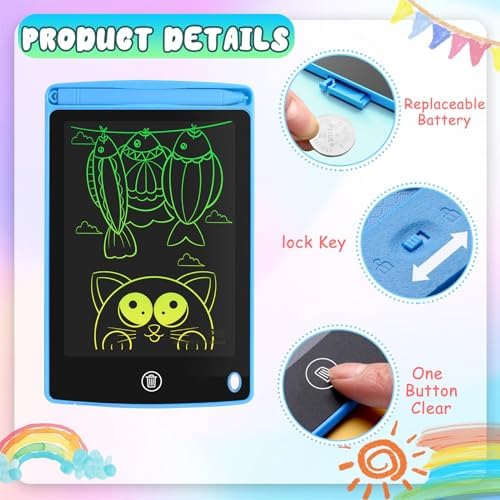 12 Pack LCD Writing Tablet for Kids 6.5 inch, Colorful Drawing Board with One-Click Erase, Lock, and Stylus, No Blue-ray Screen, Drawing Pad Toy for Ages 3-12 Boys and Girls Gifts (Pink, Blue, Black)