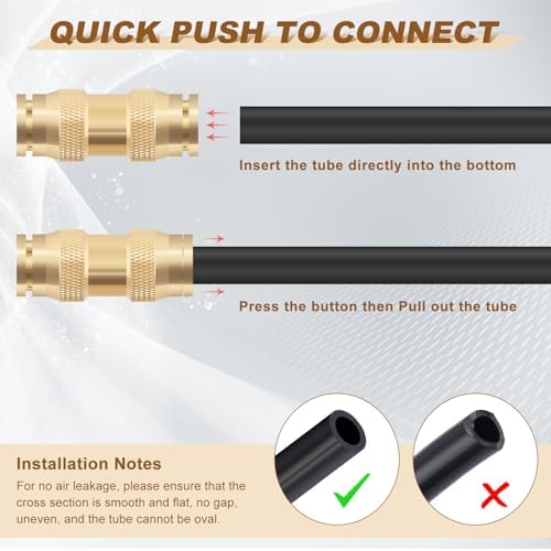 1/2" Quick Push to Connect Fittings Brass Union Straight Joint DOT Approved 1/2 inch tube OD Air Line Adapter Air Spring Suspension Kit for Car Truck Trailers and Air Brake System 5pcs