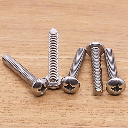 #4-40 x 1-1/2" Pan Head Machine Screw, Phillips Drive, 304 Stainless Steel 18-8, Bright Finish, Fully Machine Thread, 100 Pcs