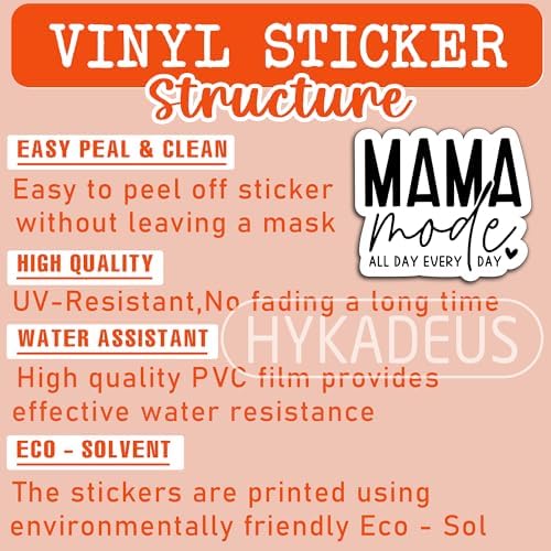 (3Pcs) Mama Mode All Day Every Day Sticker Mom Stickers Funny Mom Life Sticker Waterproof Vinyl Decal Gifts for Mom Mama Grandma Decorate Books Laptops Cups Water Bottles Tumblers, Size 3 x 2.5 Inch