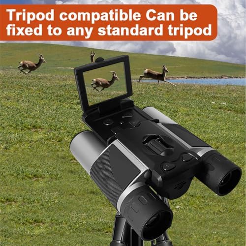 10x25 Binoculars with Camera, 2 Color Screen 8X Digital Zoom 48MP Pictures 2.5K Videos Camera, Digital Binoculars for Bird Watching Hunting Outdoor Adventures (Silver)