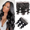 13 x 4 Lace Frontal Closure Body Wave Frontal 13 x 4 HD Transparent Lace Frontals With Bangs Baby Hair 100% Remy Human Hair 150% Density Natural Color(10 Inch)