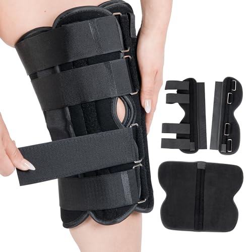 14” Long Adjustable Three Panel Orthopedic Knee Immobilizer – Supportive & Adjustable Side Panels – Knee Brace Stabilizer – Knee Immobilization L1830