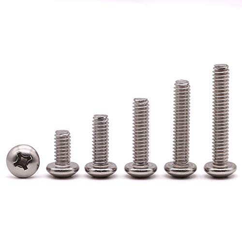 #10-24 x 1-1/4" inch (50 pcs) Phillips Pan Head Machine Screw Bolt, 304 Stainless Steel 18-8 Rounded Head Screws, UNC Full Thread, Bright Finish