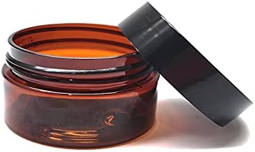 1 oz Amber Plastic Cosmetic Jars Leak Proof Container with Black Lid for Cream, Lotion, Powder, ointment, Beauty Products etc, 12 Pcs.
