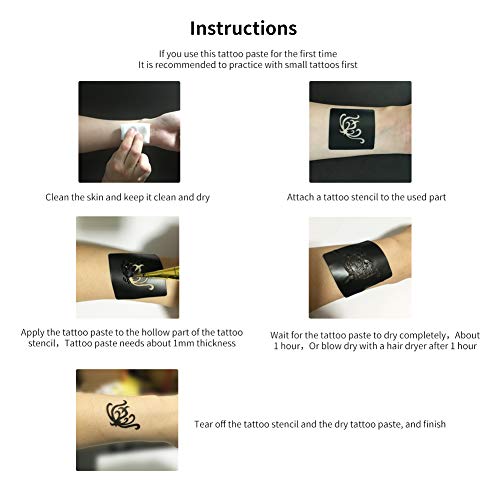11 Sheets total 84 Tattoo Patterns, 6 Pcs 3 Color (Brown Black Maroon) Temporary Tattoo Kit, Tattoo Stencils Kit