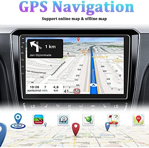 10.1 Inch Android Double Din Car Stereo Touch Screen Car Radio with WiFi GPS Navigation Mirror Link Car Multimedia Player Support Bluetooth FM Radio Receiver Dual USB Input with Backup Camera