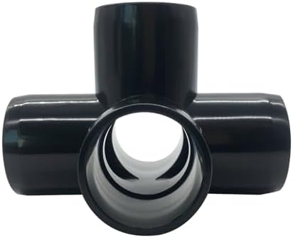 1/2“ Tee PVC Fitting 5 Way Elbow Connector, Furniture Grade 90 Degree Elbow Side Outlet, PVC Corner Fittings for Building Furniture Greenhouse Shed Tent Connection (Black-Pack of 8)
