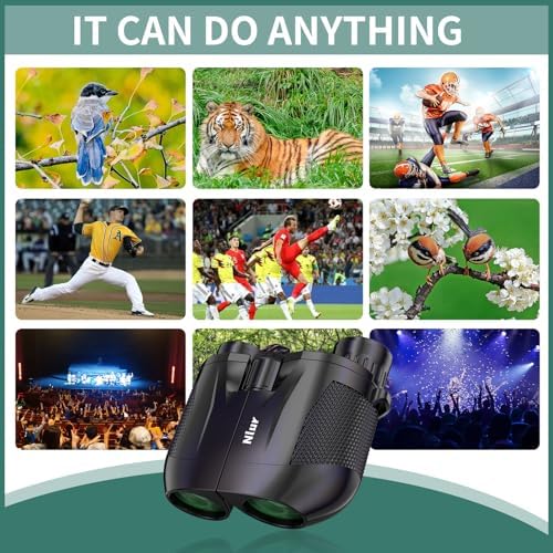 12X25 Compact Binoculars for Adults,High Powered Binoculars with Clear Low Light Vision,Waterproof Small Binocular for Bird Watching,Hunting, Travel, and Sport Games (Black)