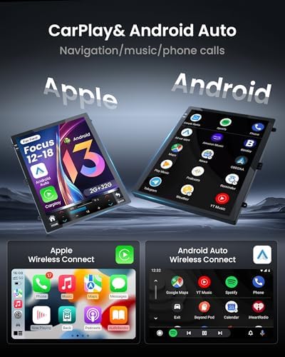 10.4 inches Android12(2+32GB) Car Stereo Ford Focus Car Stereo Radio Upgrade 2012-2018 with Touch Screen 1024 * 768 DSP Auto Stereo Radio with GPS Bluetooth WiFi, Backup Camera