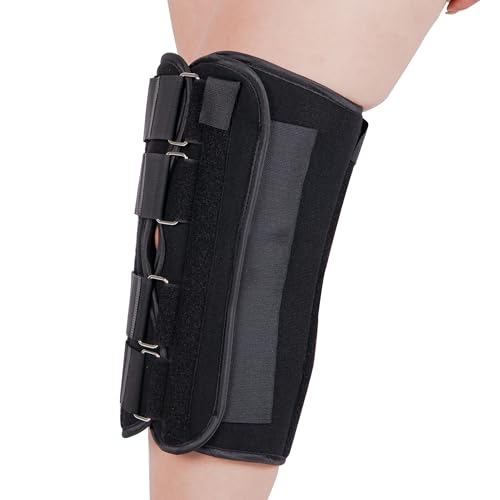 12” Long Adjustable Three Panel Orthopedic Knee Immobilizer – Supportive & Adjustable Side Panels – Knee Brace Stabilizer – Knee Immobilization L1830
