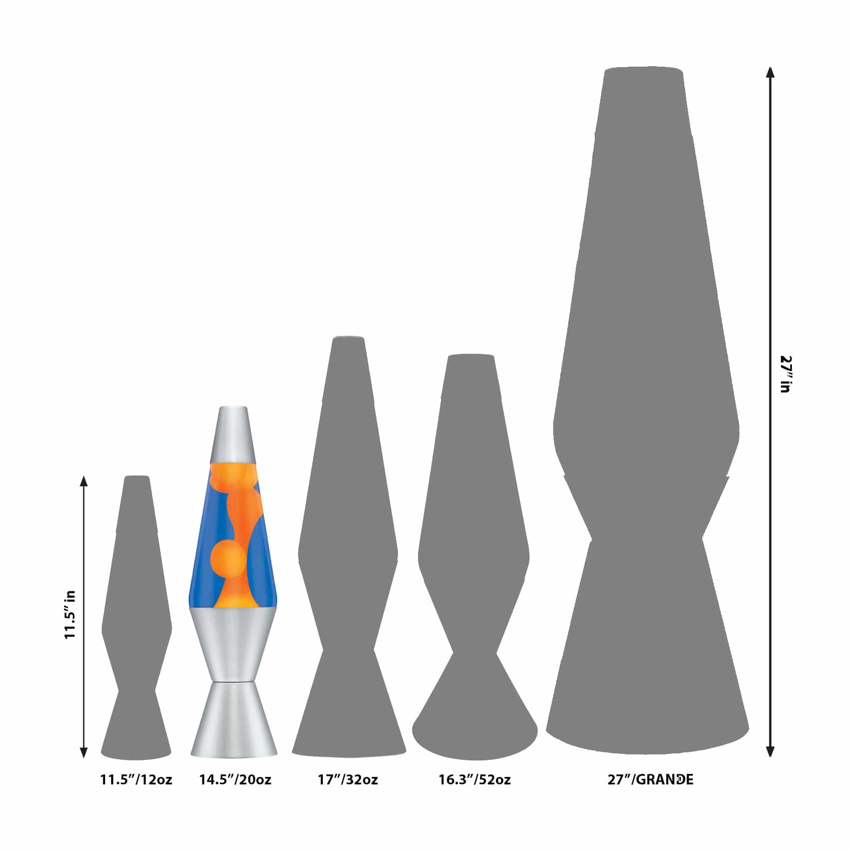 14.5'' LAVA Lamp - Orange/Blue/Silver