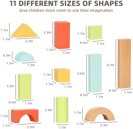 100pcs Building Blocks for Toddlers 1-3, Wooden Blocks for Kids with Storage Bucket and Shape Sorter Lid, Montessori Toys for 1 2 3 Year Old, Learning Toys for Preschool Girls and Boys