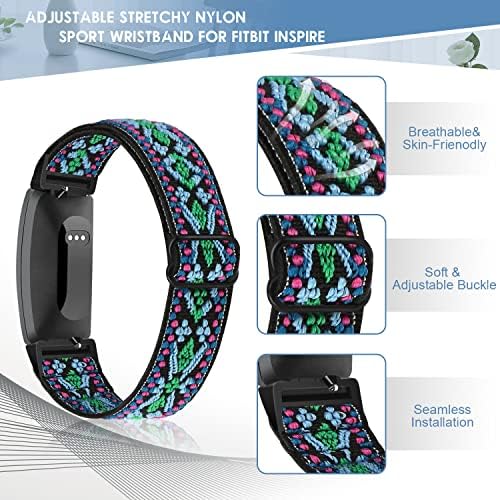 10 PACK Elastic Band Compatible with Fitbit Inspire/Fitbit Inspire HR/Fitbit Inspire 2,Adjustable Nylon Sport Replacement Wristband for Women&Men