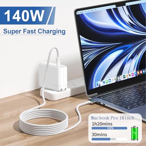 140W USB-c Power Adapter Charger for Mac Book Pro 14 16 inch 2021 2023 M1 M2, Mac Book Air 13 15 inch M2 M3 2022 2023 2024, 6.6 FT Braided Magnetic USB-c to Mag 3 Cable LED Indicator