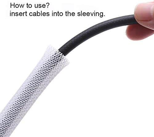 100ft - 1/2 inch PET Expandable Braided Sleeving – White – Alex Tech Braided Cable Sleeve