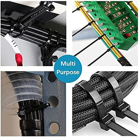 1000 Pcs Black Cable Zip Ties Assorted Sizes 4/6/8/10/12 Inch Heavy Duty Plastic Tie Wraps Mixed Pack Self Locking Nylon Wire Ties