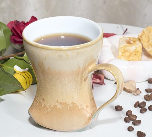 12Oz Color Glazed Ceramic Coffee Mug,Cool Cup With Handle Suitable for Office and Home,Drinking Coffee, Tea, Cocoa and Milk Lead cadmium free, Dishwasher Microwave Safe (Grey yellow)
