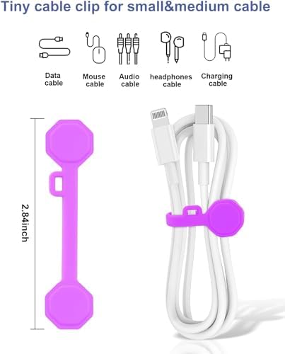 12 PCS Silicone Magnetic Cable Ties, Cable Clips Cord Organizer [1S] Management Cable Cords, Reusable Magnet Cable Organizer, Phone Cord Holder for Organizing, Bookmark Whiteboard Fridge Magnets etc
