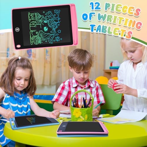 12 Pack LCD Writing Tablet for Kids 6.5 inch, Colorful Drawing Board with One-Click Erase, Lock, and Stylus, No Blue-ray Screen, Drawing Pad Toy for Ages 3-12 Boys and Girls Gifts (Pink, Blue, Black)
