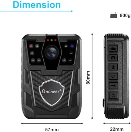 1080P Body Camera, Police Body Cam with 12H Continous Record, 64G SD Card, Shoulder and Waist Clips, Lightweight Personal Body Worn Cameras for Law Enforcement, Security Guards, Cycling Trip