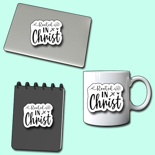 (3Pcs) Rooted in Christ Sticker, Sticker Gifts Decorate Books, Laptops, Water Bottles Kindles Stickers, Phones Tumbler Sticker - Waterproof Vinyl 3" Inch