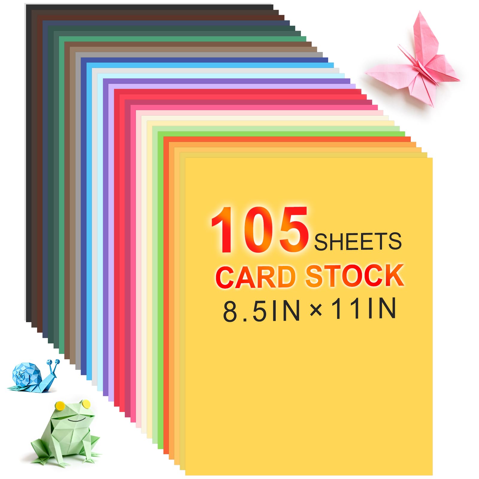 105 Sheets 8.5" X 11" Colored Card Stock Paper 35 Assorted Colored Cardstock Printer Construction Paper Card Making Supplies for Printer, Invitations, Scrapbooking, Diy Crafts (180gsm/65lb)