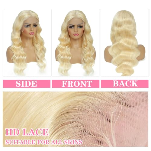13x6 613 Lace Front Wig Human Hair Body Wave Lace Front Glueless Wigs Human Hair Blonde Wig Human Hair 180% HD Lace Frontal Wigs Human Hair Pre Plucked With Baby Hair 20 Inch