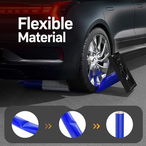 (3 Pack) BATTIFE Delineator Post with Base 45 ", Blue Traffic Delineator Cones with Reflective Collar for Construction Work, Driving Practice