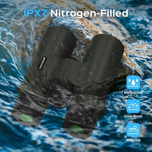 10x42 Binoculars - HD Optical System, Fully Multi-Coated Lens and BAK4 Prism, IPX7 Nitrogen-Filled Waterproof, Fogproof, Shockproof, Rubber Armoring, Tripod Adaptable, with Carrying Bag
