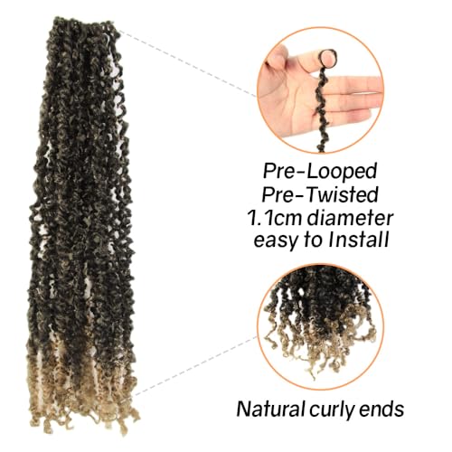 12 Inch 10 Packs Yanky Twist Crochet Hair Pre-twisted Ombre Honey Blonde Kinky Mini Spring Twist Small Curly Senegalese Twist Braids (T27)