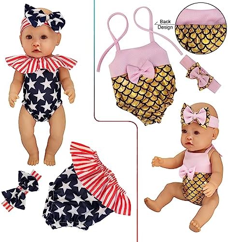 10 Sets 14-16 Inch Baby Doll Clothes Dress Outfits Headbands Accessories fits New Born 43cm Baby Doll, 15 inch Baby Doll, 18 Inch Doll