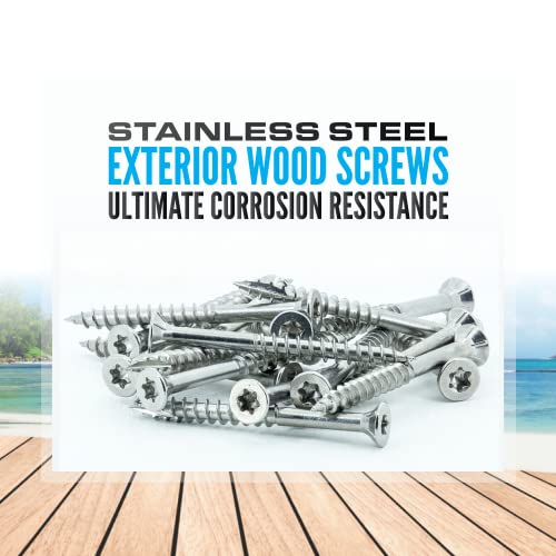#10 x 3 Inch Stainless Steel Deck Screws 350 Pieces | T25 Star Torx Drive Flat Head | 304 Grade Stainless Steel Wood Screws High Corrosion Resistance by Allen's Trading Co. Eagle Claw Fasteners