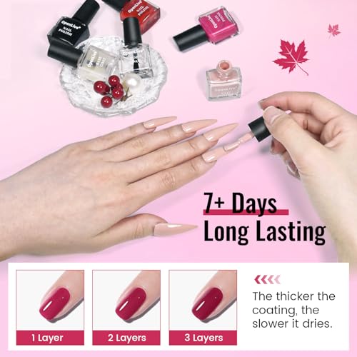 12 PCS Nail Polish Set With 10 Colour Combo, 2 PCS Base And Top Coat,Fast Drying Nail Polish For Home DIY And Beginners.