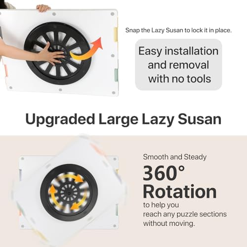 1000 Pieces Rotating Plastic Puzzle Board with Drawers and Cover, 30"x22" Portable Spinning Jigsaw Puzzle Table for Adults, Upgraded Lazy Susan, Ideal Gift for Mum