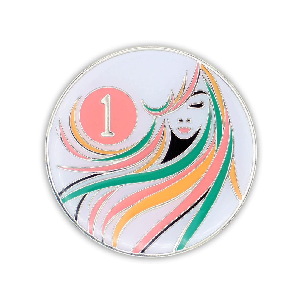 1 Year Sobriety Coin | A Sober Woman Triplate AA Chip | Glow in The Dark Anniversary Token Recovery Gift for Women