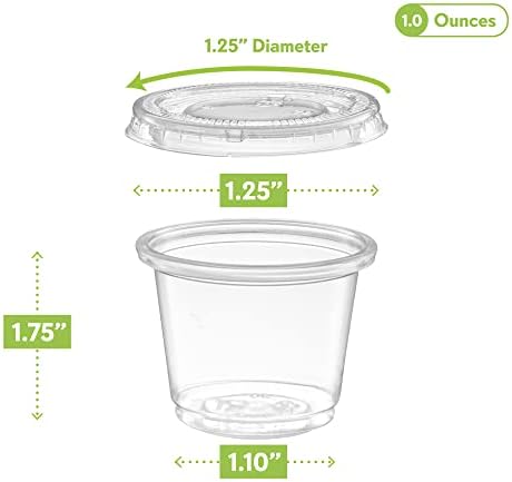 (1 oz - 200 Sets) Clear Diposable Plastic Portion Cups With Lids, Small Mini Containers For Portion Controll, Jello Shots, Meal Prep, Sauce Cups,Condiments, Medicine,Disposable