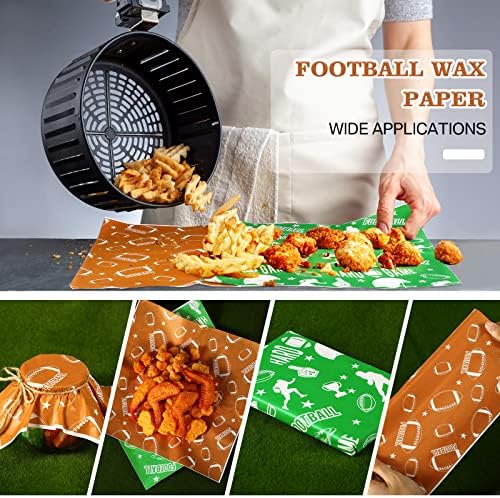 100 Pcs Football Party Decoration 1.1 lb 50 Football Paper Food Serving Trays with 50 Grease Resistant Liner Papers for Birthday Party Supplies Sport Game Event Favors