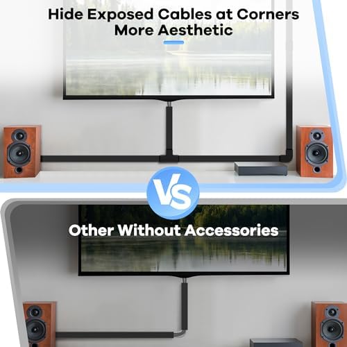 126in Cord Hider Kit, Wire Hiders for TV on Wall, Paintable Cable Management Kit, Wire Cover for Wall Mount TV, Hide Wires Along Wall, Black Cord Cover Wall Wire Management, 8xL15.7in W0.95in H0.55in