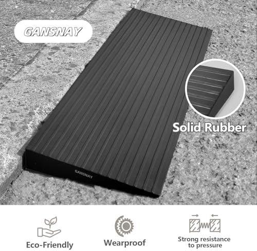 1.4" Rise Threshold Ramps for Doorways, Driveways, Heavy Duty Solid Rubber 6000lbs Capacity, Non-Slip & Cuttable Handicap Ramp for Wheelchairs, Scooters, Strollers, Curbs- 1.4″Rise (35″×7.9″)