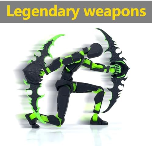 (Assembly Completed) T13 Action Figure Set, Titan 13 Robot Action Figure 3D Printed robo 13 Action Figure Articulated, Dummy 13 Lucky 13 Gift for Collectors Desktop Decorations, Black Green/Red Black