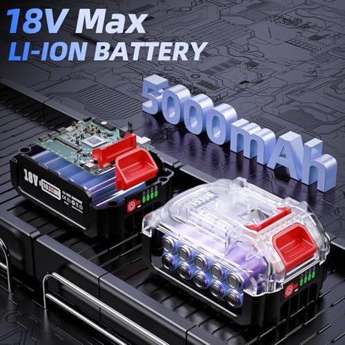 1200 N.m Cordless Impact Wrench 1/2 Inch, 900 Ft-lbs High Torque Brushless Power Impact Gun, 2x5000 mAh Battery, Fast Charge & 6 Sockets, Electric Heavy Duty Impact Driver for Home Car Tires Truck
