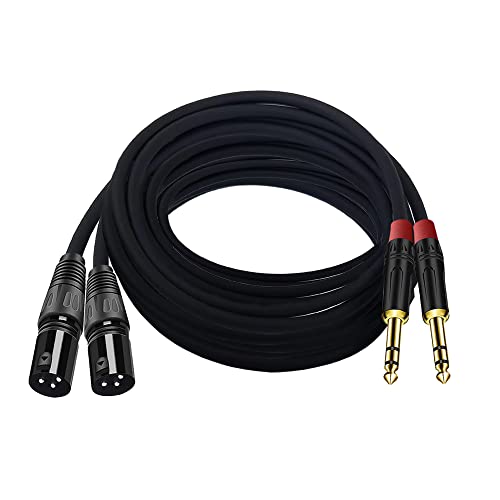 (2PACK/25FT) XLR to 1/4 TRS Stereo Adapter,XLR Male to 1/4 Inch (6.35mm) Stereo Balanced Microphone Stereo Audio Converter AdapterCable